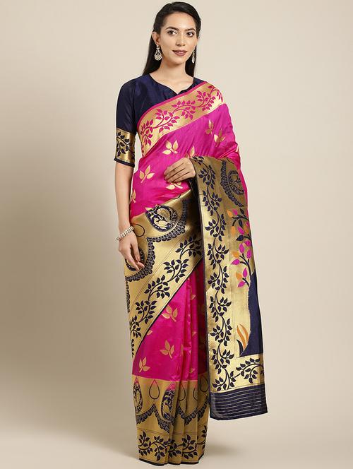 bordered kanjivaram saree with blouse - 16814266 - Standard Image - 1