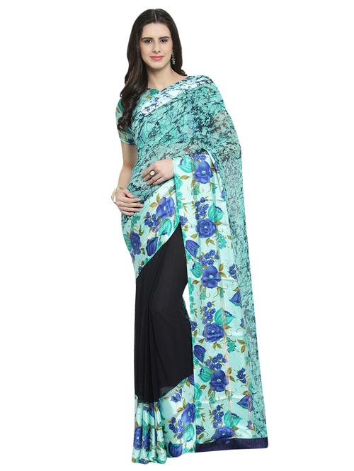 abstract printed saree with blouse - 16814979 - Standard Image - 1