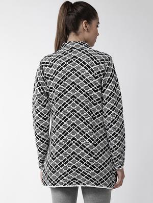 mandarin neck checkered wool cardigan - 16816082 - Standard Image - 3