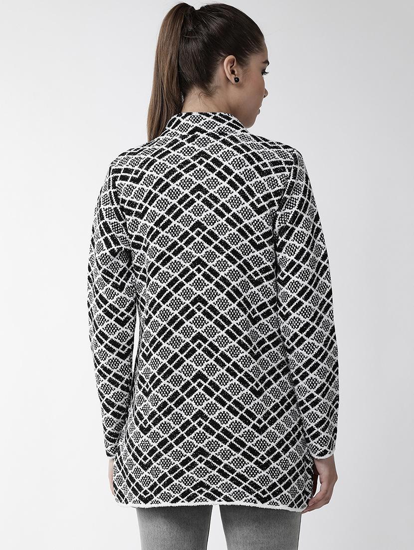 mandarin neck checkered wool cardigan - 16816082 - Zoom Image - 3