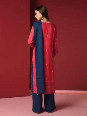 ikat print kurta palazzo set - 16816494 - Standard Image - 3
