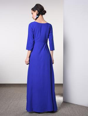 round neck electric blue maxi dress - 16817541 - Standard Image - 3