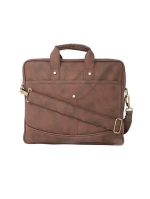 brown leatherette laptopbag with watch - 16818771 - Standard Image - 3