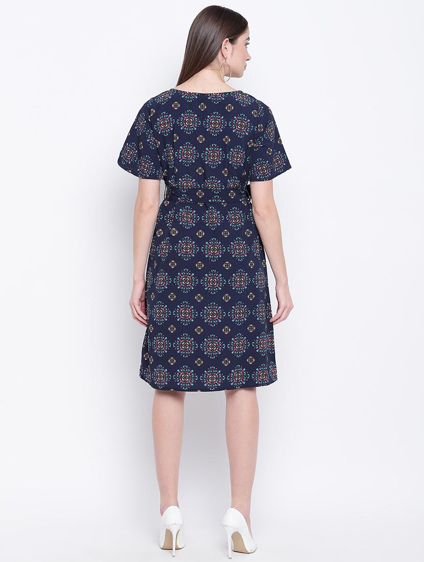 tie front printed a-line dress - 16822238 - Zoom Image - 3