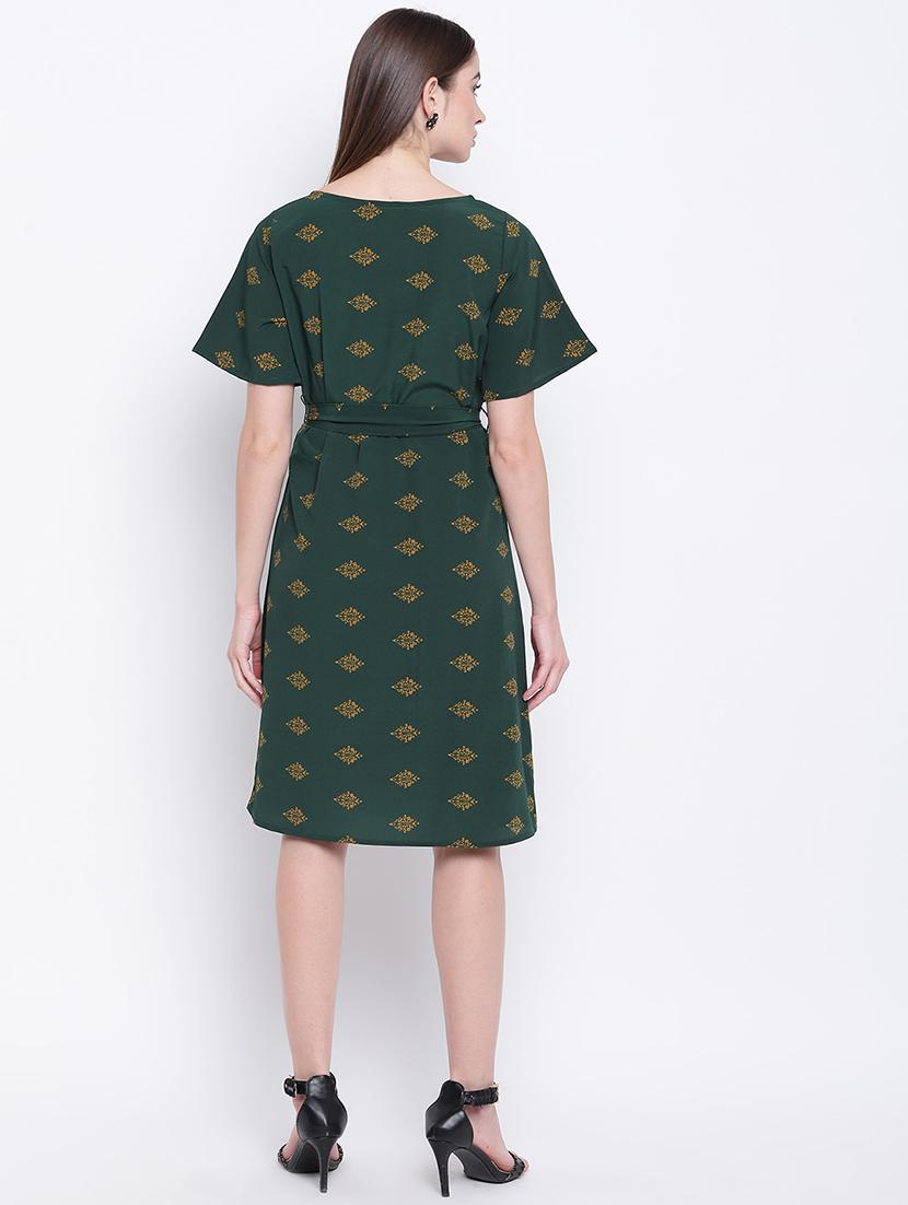 tie front printed a-line dress - 16822243 - Zoom Image - 3