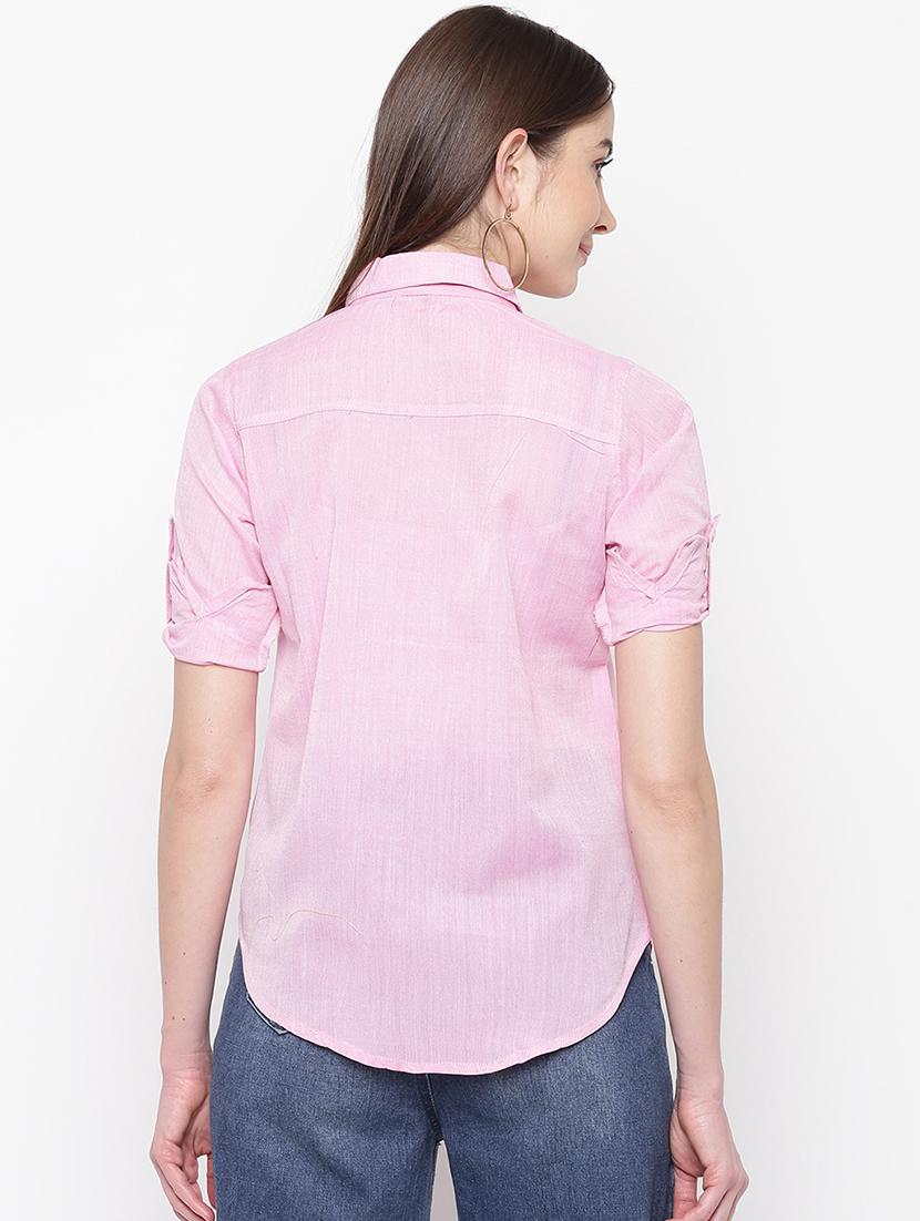curved hem solid shirt - 16822261 - Zoom Image - 3