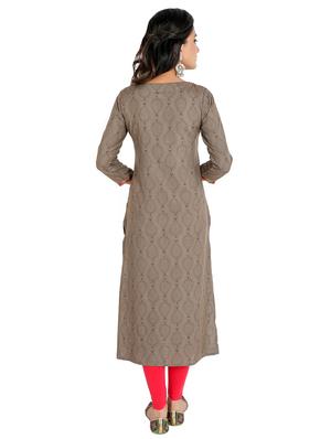 yoke embroidered straight kurta - 16822747 - Standard Image - 3