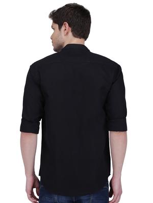 black solid casual shirt - 16823494 - Standard Image - 3
