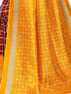 checkered mysore silk saree with blouse - 16823587 - Standard Image - 3