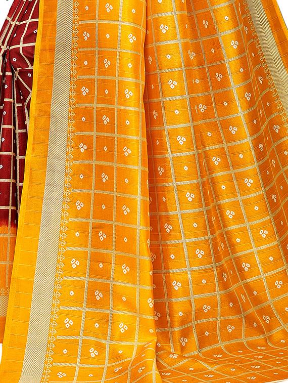 checkered mysore silk saree with blouse - 16823587 - Zoom Image - 3