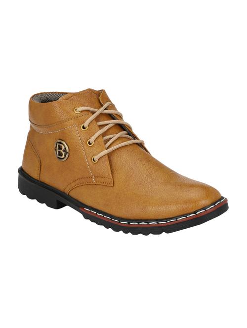 tan leatherette low ankle boots - 16824435 - Very Small Image - 1