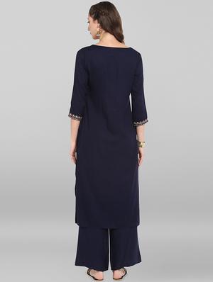 embroidered kurta palazzo set - 16824455 - Standard Image - 3