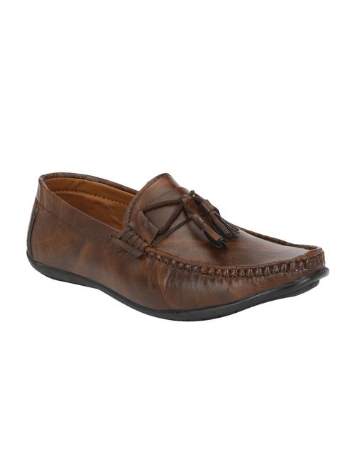 brown leatherette slip on loafers - 16824483 - Very Small Image - 1