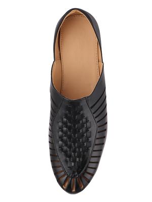 black leatherette slip on jutis - 16825347 - Standard Image - 3