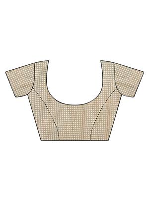 check printed saree with blouse - 16826462 - Standard Image - 3
