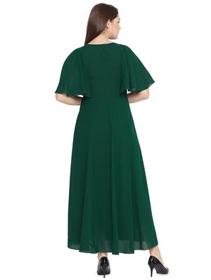 cape sleeves solid maxi dress - 16829471 - Standard Image - 3