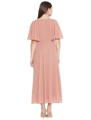 cape sleeves solid maxi dress - 16829473 - Standard Image - 3