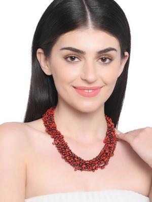 red metal short necklace - 16829902 - Standard Image - 3