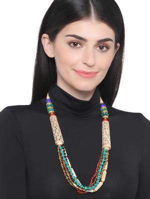 multi colored metal long necklace - 16829909 - Standard Image - 3