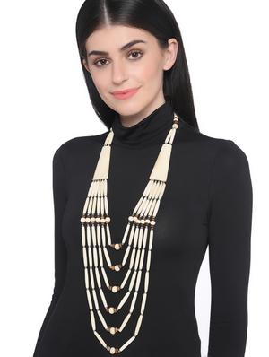 white metal long necklace - 16829911 - Standard Image - 3