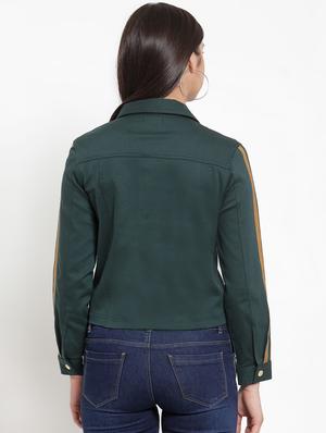 metallic tape cropped denim jacket - 16830234 - Standard Image - 3