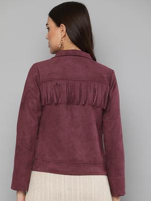 lapel neck fringe detail jacket - 16830626 - Standard Image - 3