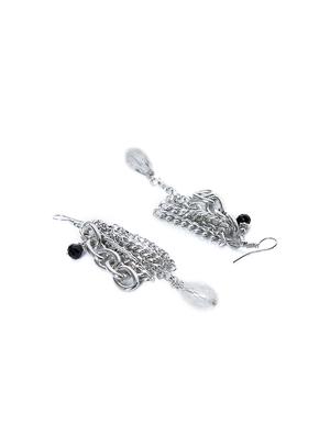 silver metal drop earring - 16831794 - Standard Image - 3