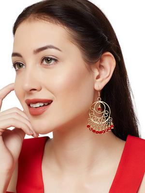 red metal drop earring - 16831955 - Standard Image - 3
