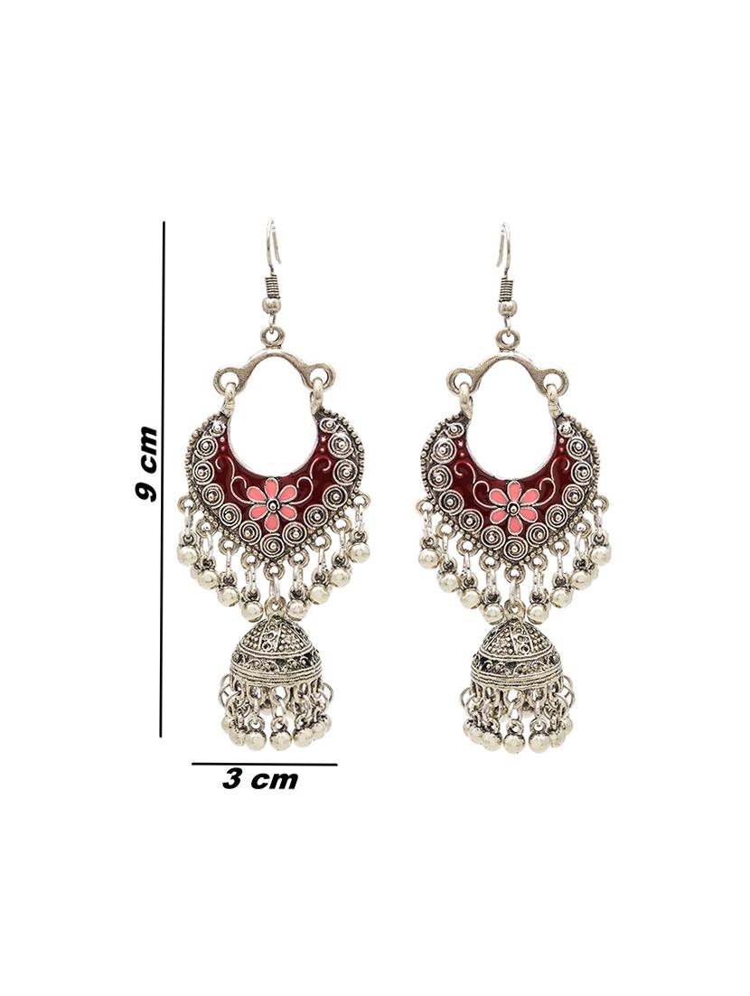 silver metal chandballi earring - 16834785 - Zoom Image - 3