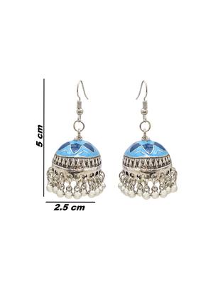 blue metal jhumka earring - 16834813 - Standard Image - 3