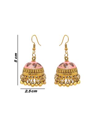 pink metal jhumka earring - 16834815 - Standard Image - 3