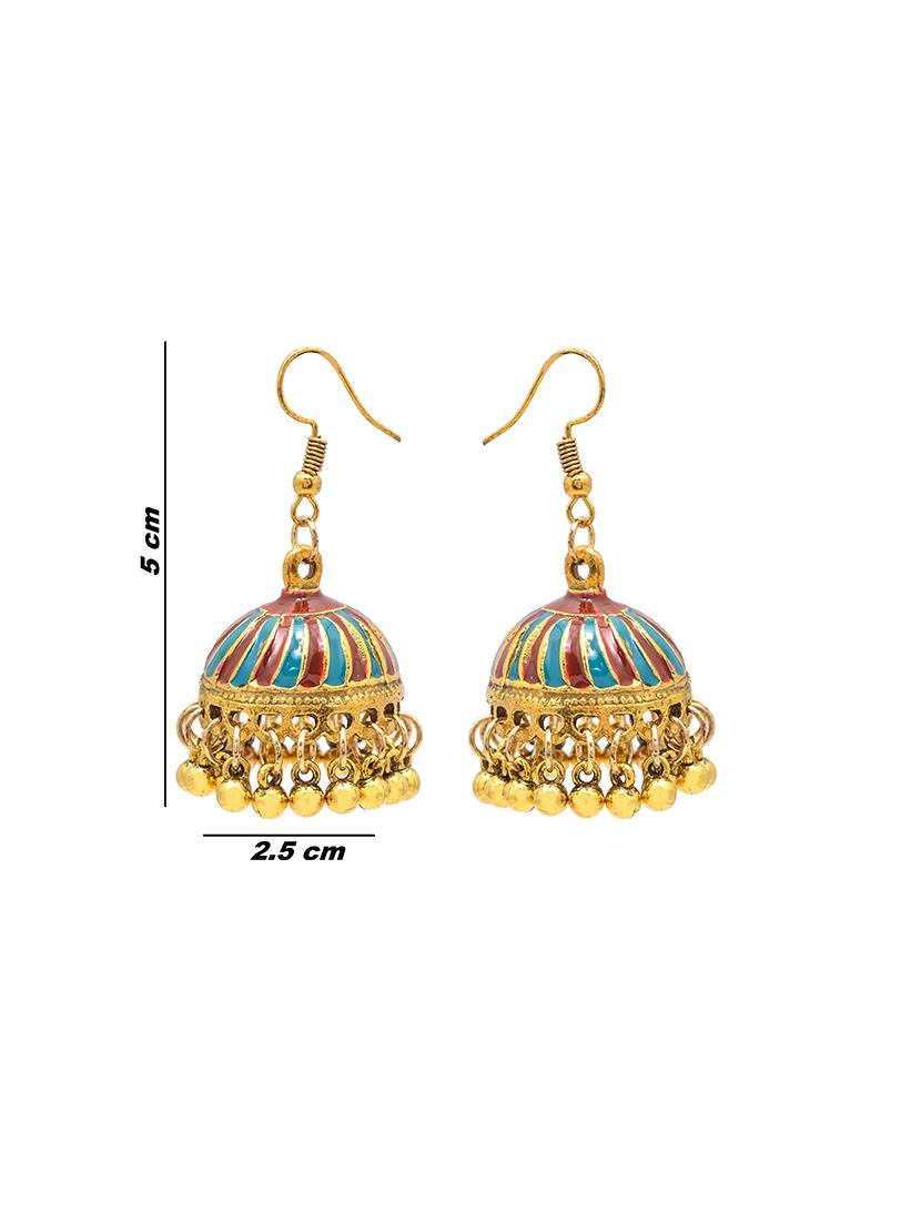 multi colored metal jhumka earring - 16834833 - Zoom Image - 3