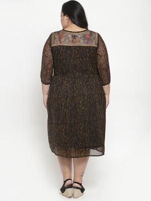round neck floral plus dress - 16838217 - Standard Image - 3