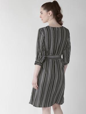 v-neck striped belted dress - 16838319 - Standard Image - 3