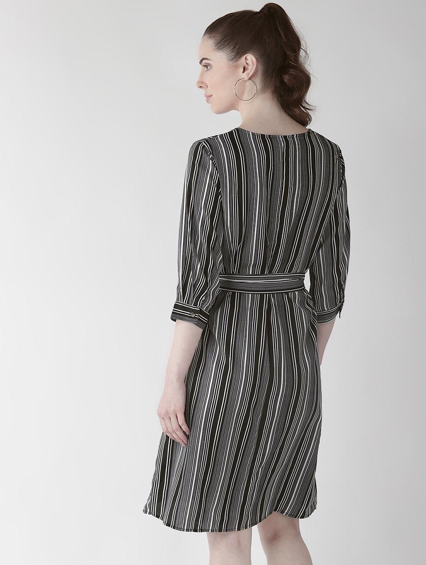 v-neck striped belted dress - 16838319 - Zoom Image - 3