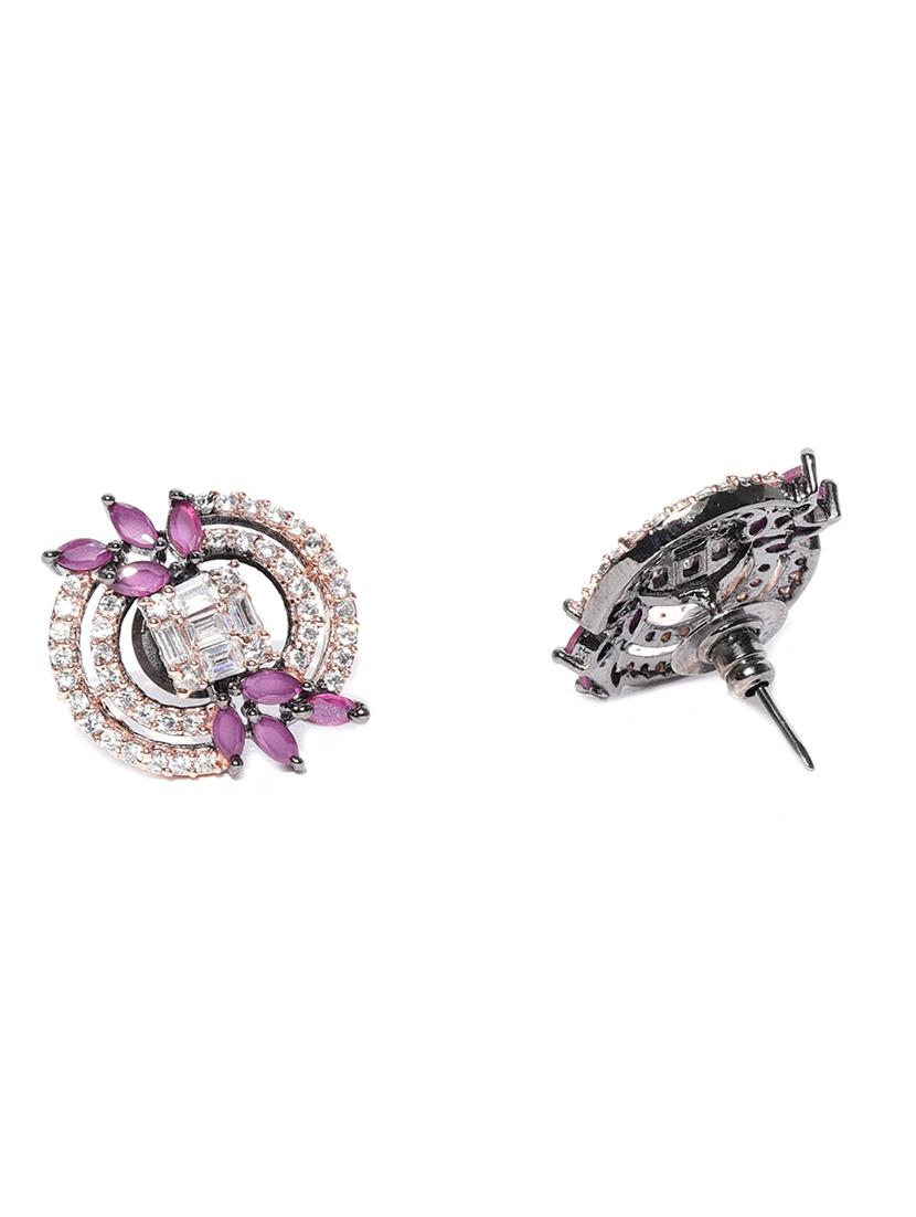 purple brass studs earring - 16839510 - Zoom Image - 3