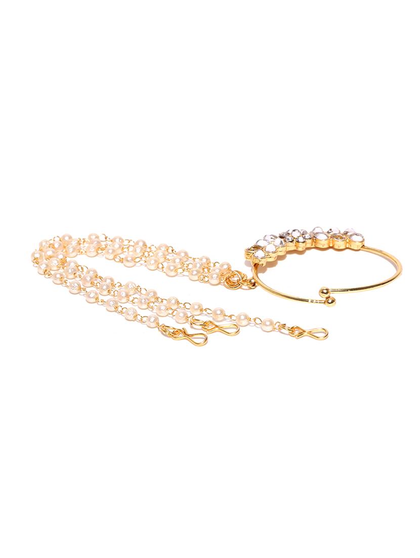 gold brass ring nose pin - 16839536 - Zoom Image - 3