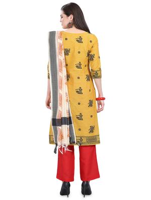 ethnic motif suit unstitched suit - 16840022 - Standard Image - 3