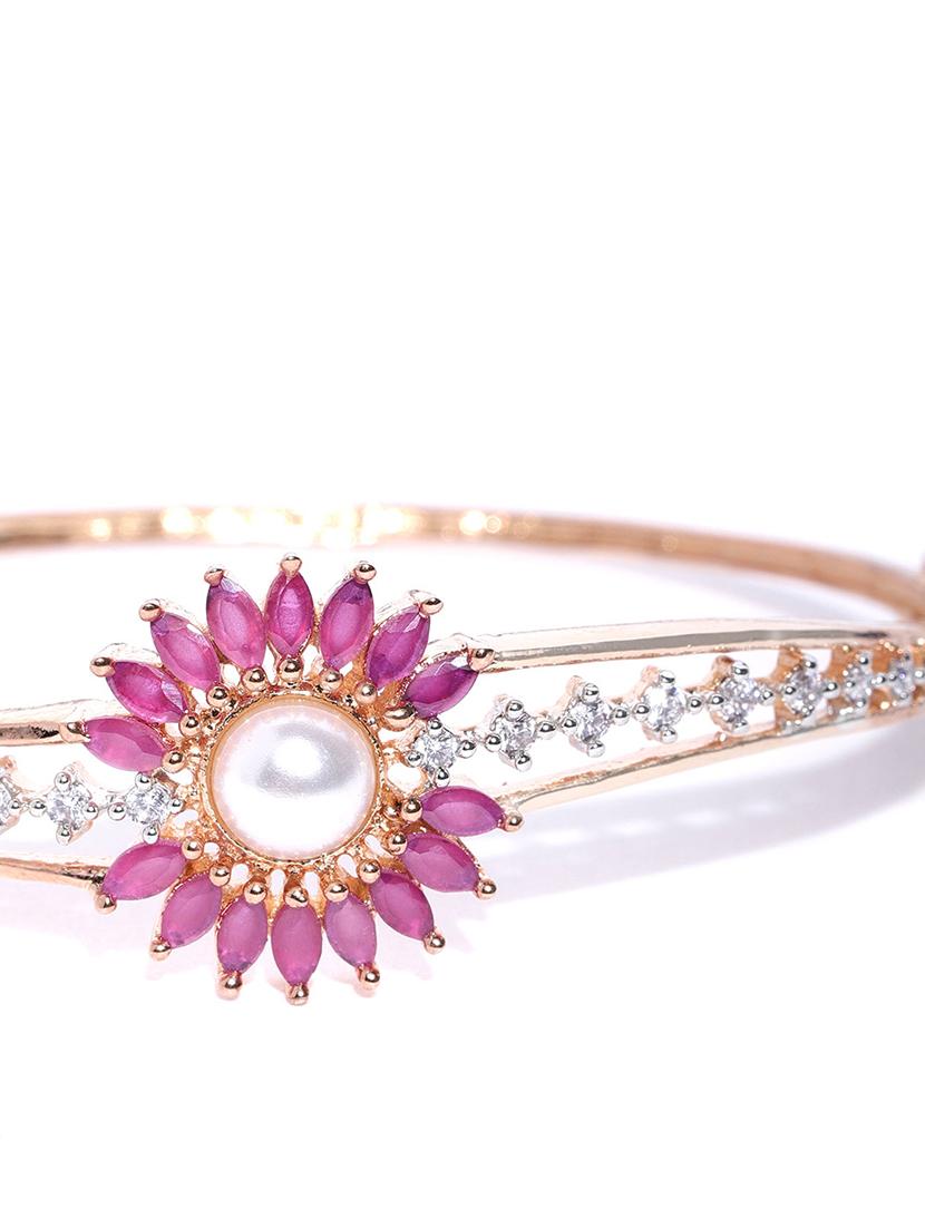 pink brass bangle bracelet - 16840454 - Zoom Image - 3