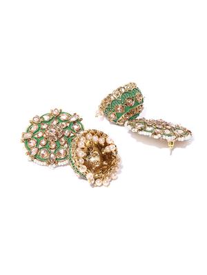green brass jhumka earring - 16840616 - Standard Image - 3