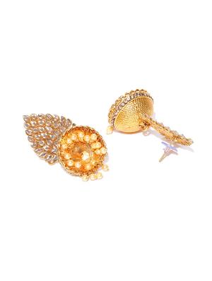 gold brass jhumka earring - 16840670 - Standard Image - 3