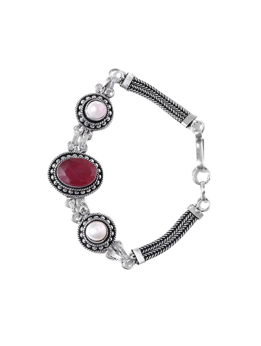 red silver tone brass links bracelet - 16840966 - Zoom Image - 3