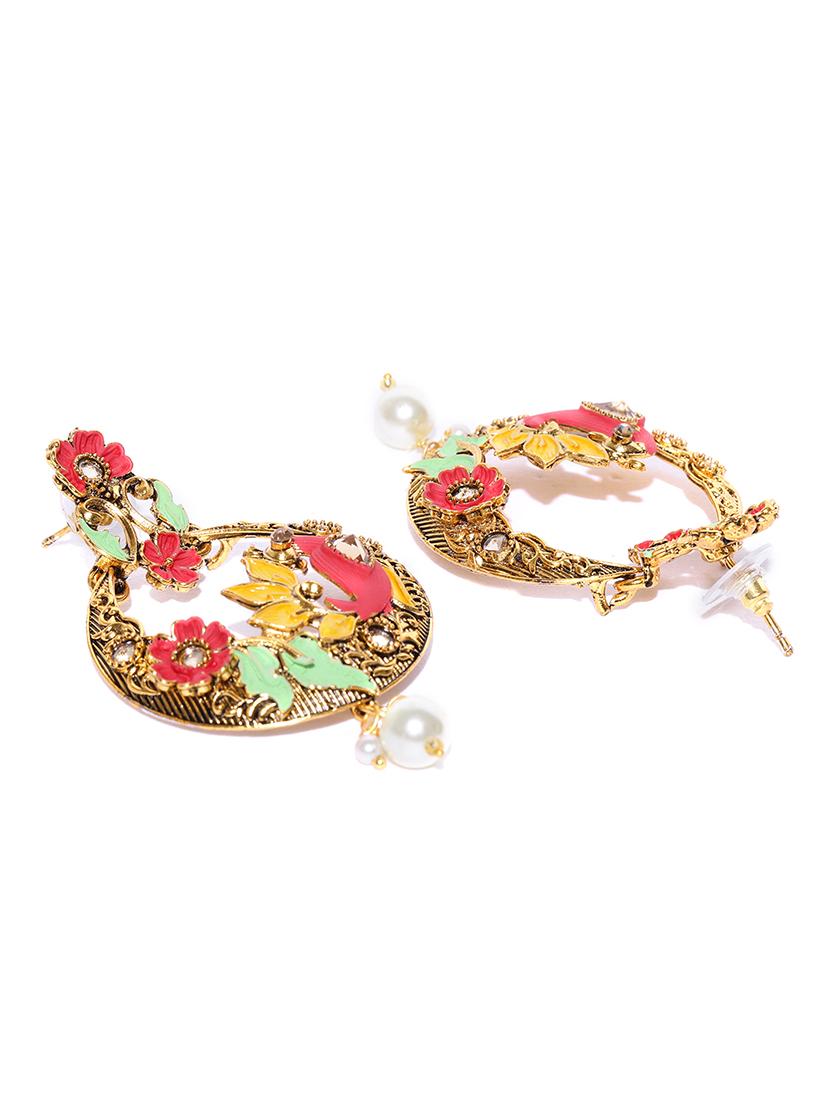 multi colored brass drop earring - 16841327 - Zoom Image - 3