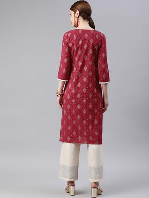 printed straight kurta - 16842875 - Standard Image - 3