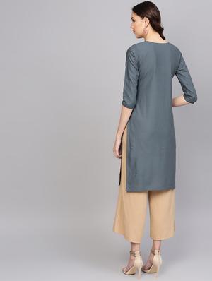 embroidered straight kurta - 16842887 - Standard Image - 3