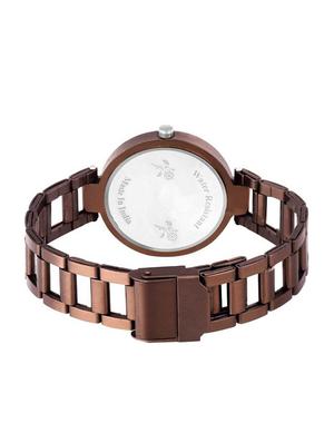 alkh attractive metalic strap and brown stylish dial watch for girl's(449) - 16843893 - Standard Image - 3