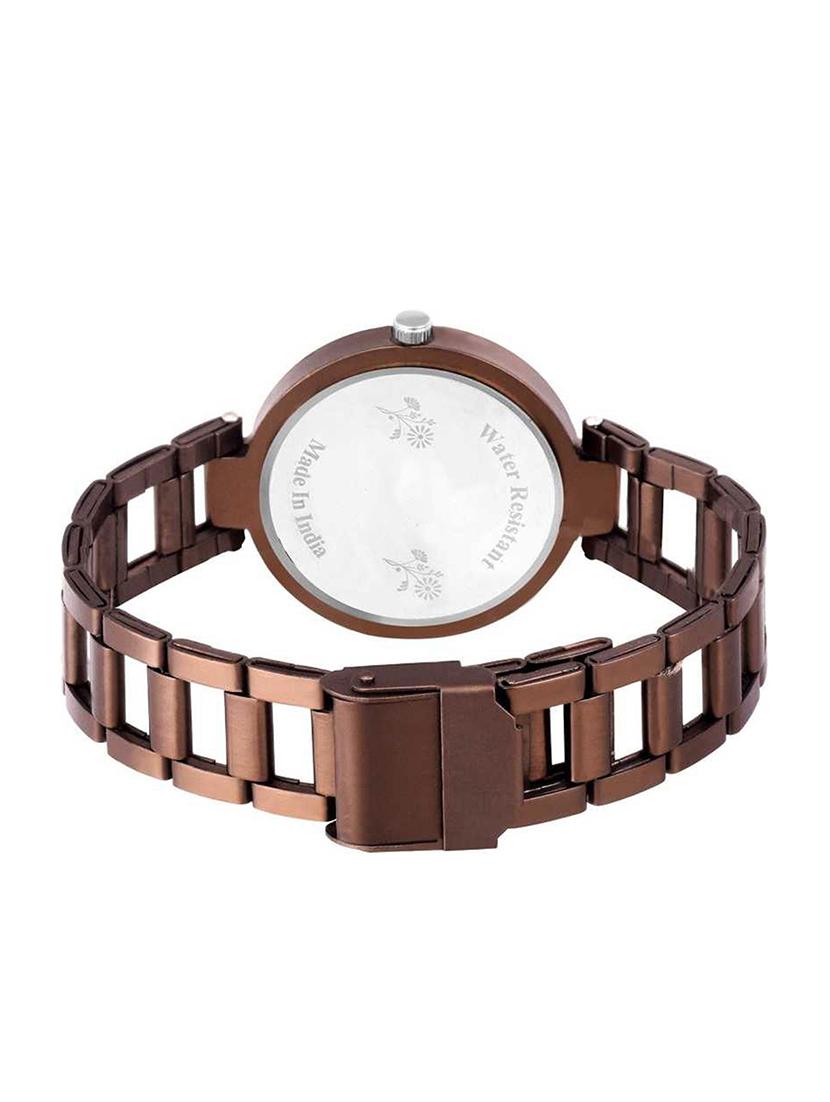alkh attractive metalic strap and brown stylish dial watch for girl's(449) - 16843893 - Zoom Image - 3
