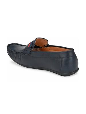 blue leatherette slip on loafers - 16848758 - Standard Image - 3