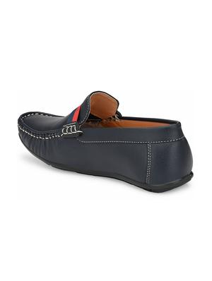 blue leatherette slip on loafers - 16848760 - Standard Image - 3