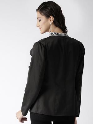 ruffle detail solid blazer - 16849137 - Standard Image - 3